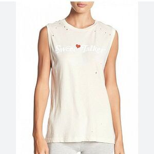 NWOT WILDFOX Distressed Slouchy Pinhole Muscle Tank Top Sweet Talker Nude Haze S